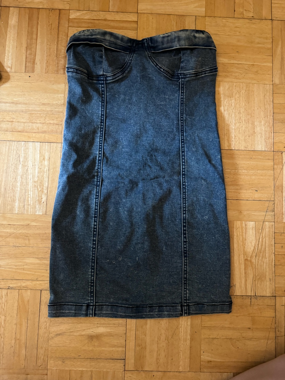 Forever 21 Dark Wash Denim Strapless Tube Mini Dress